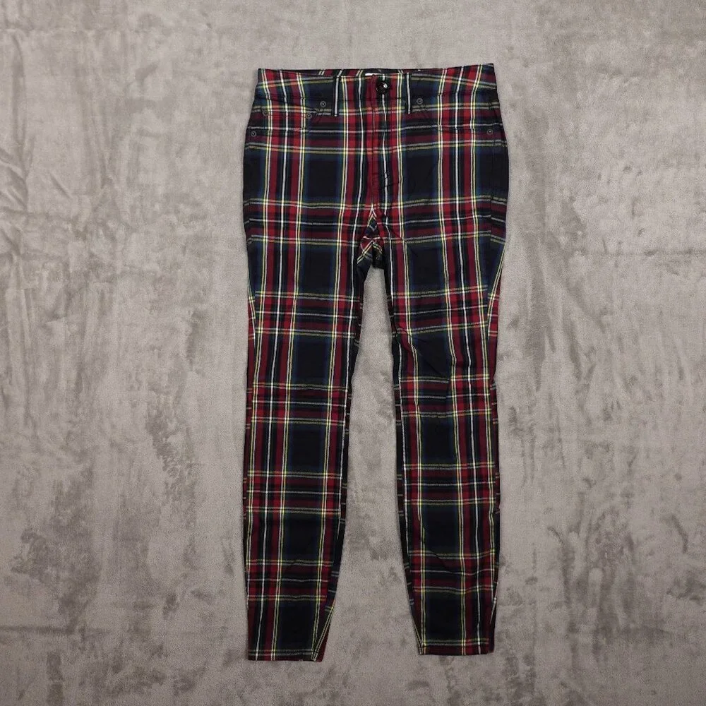 vineyard vines Jamie high‎ rise jolly plaid pants women's 0 multi-color